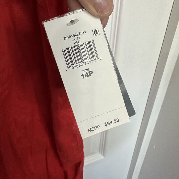 Lauren Ralph Lauren Island Hibiscus Red Straight Crop Leg Pants Size 14p 14 NWT - Picture 3 of 9